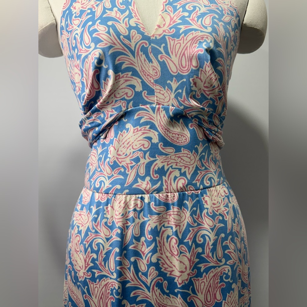 J. McLaughlin Fully Lined Blue 95% SILK Dress EUC - Picture 4 of 12